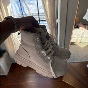 Used white canvas Doc Martens boots